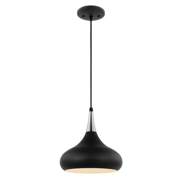 Phoenix 1-Light Small Pendant Matte Black With Polished Nickel